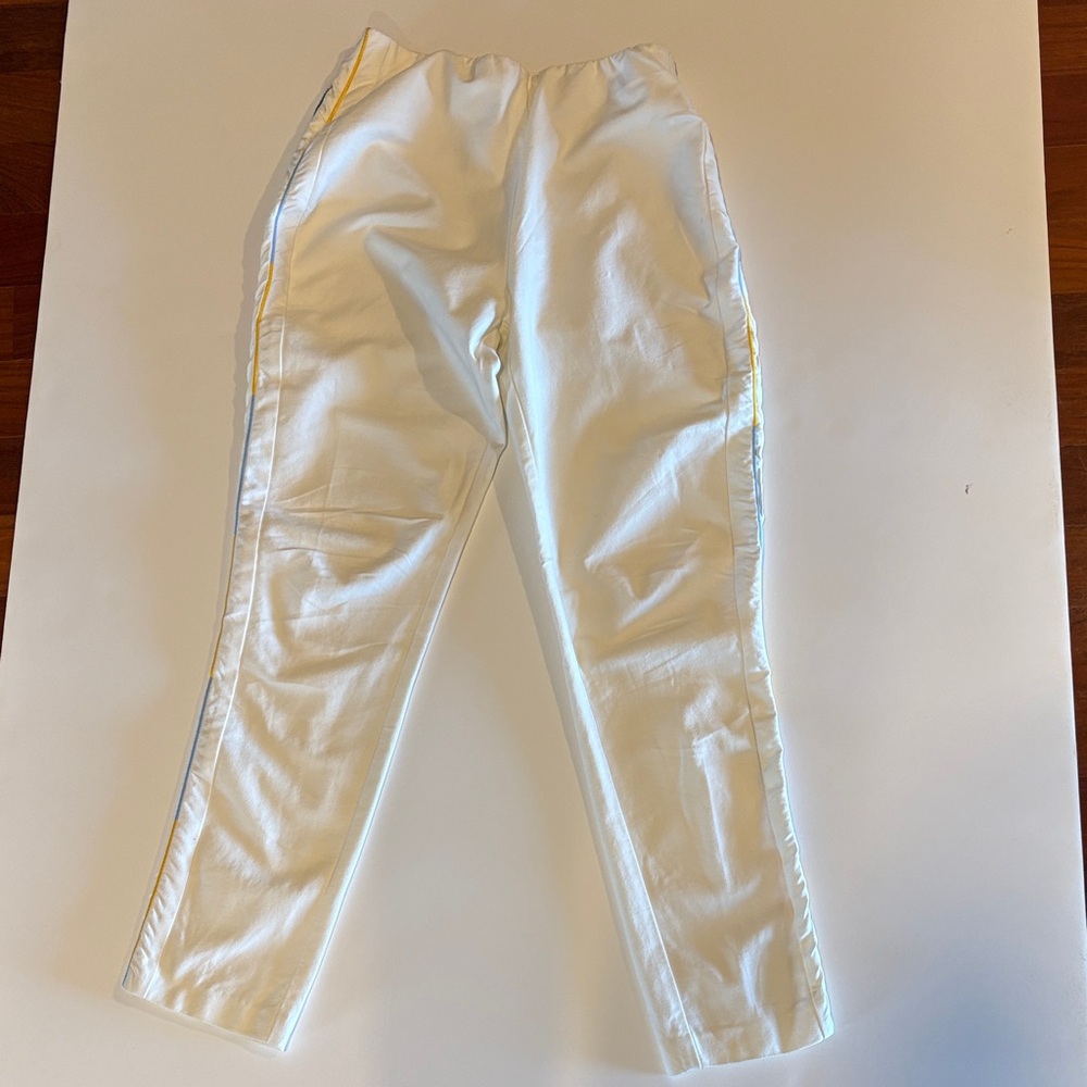 Derek Lam 10 Crosby White Tapered Track Pants with Side Stripe